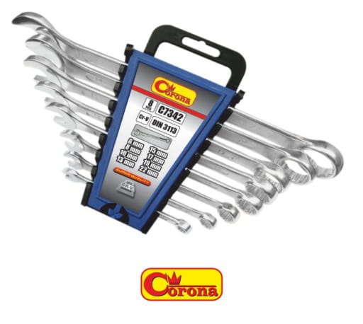 KLUCZE PŁASKO-OCZKOWE CORONA C7342 6-22 ( 8 szt)